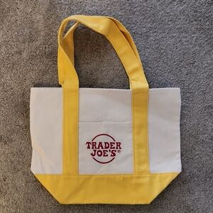 Trader Joe's Mini Tote: Yellow and White Collectible Canvas